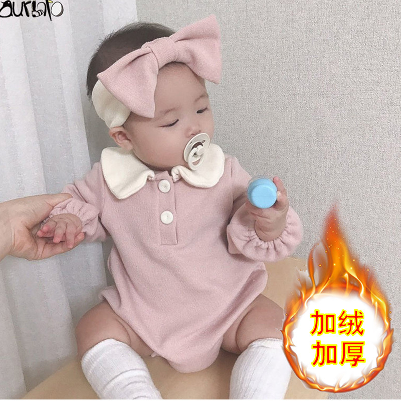 A050 pink plus velvet padded clothes + hair band