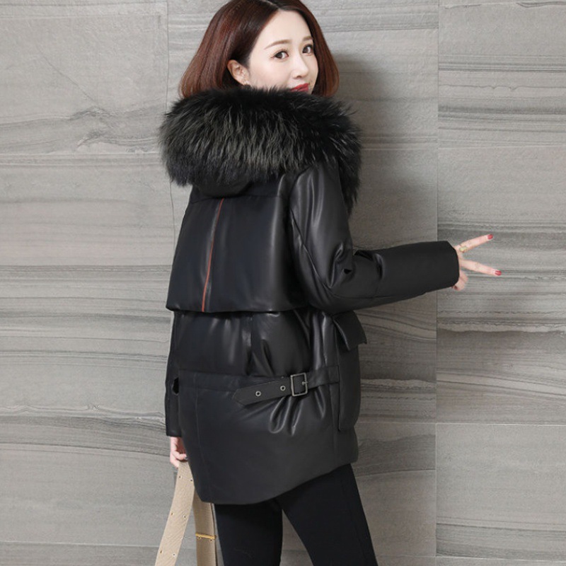 海宁皮衣女2025新款爆款真皮羽绒服冬中长款韩版时尚气质外套宽松