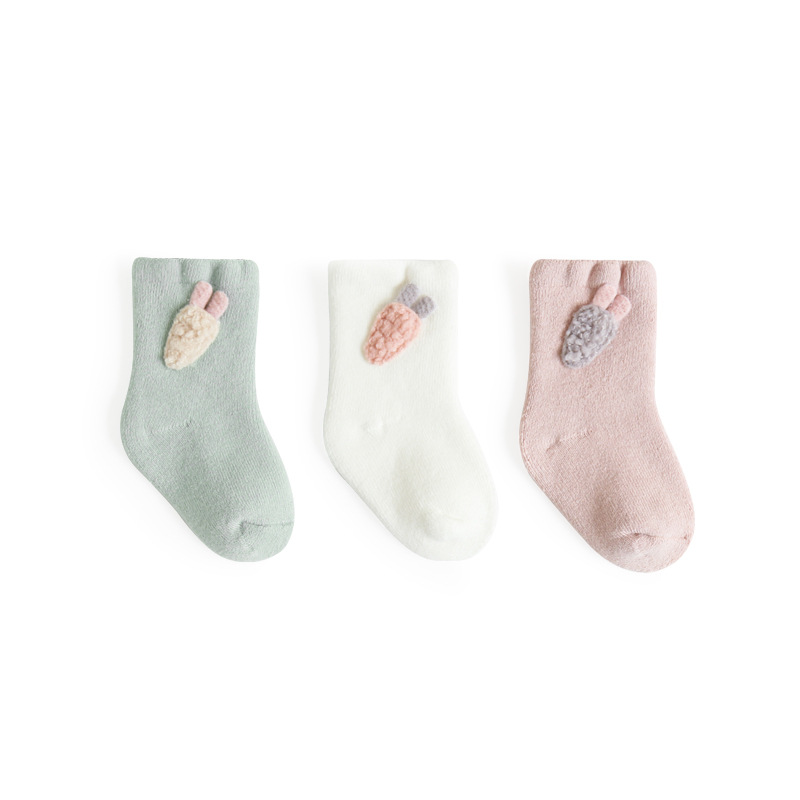 Calcetines para niños otoño e invierno cálido engrosamiento forrado de lana bebé Terry calcetines de algodón peinado de dibujos animados lindo coreano calcetines de bebé
