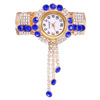Fashionable metal watch with tassels, quartz bracelet, city style, Korean style, diamond encrusted