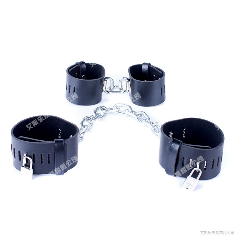 Black heavy toy for adults, handcuffs, set, ankle bracelet