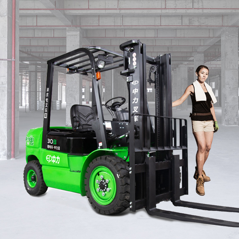 Zhongli 3.0 toneladas de carretilla elevadora eléctrica de batería de litio elevación de carga y descarga de carretilla elevadora eléctrica de aceite a carretilla elevadora eléctrica