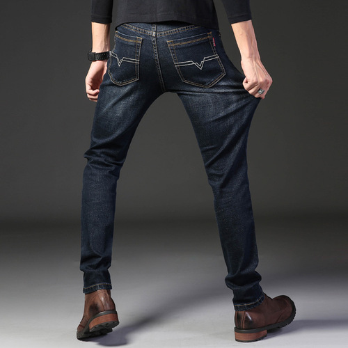 One-stop service 2025 summer thin denim pants men loose straight tube elastic slimming men's casual long pants men's wear 