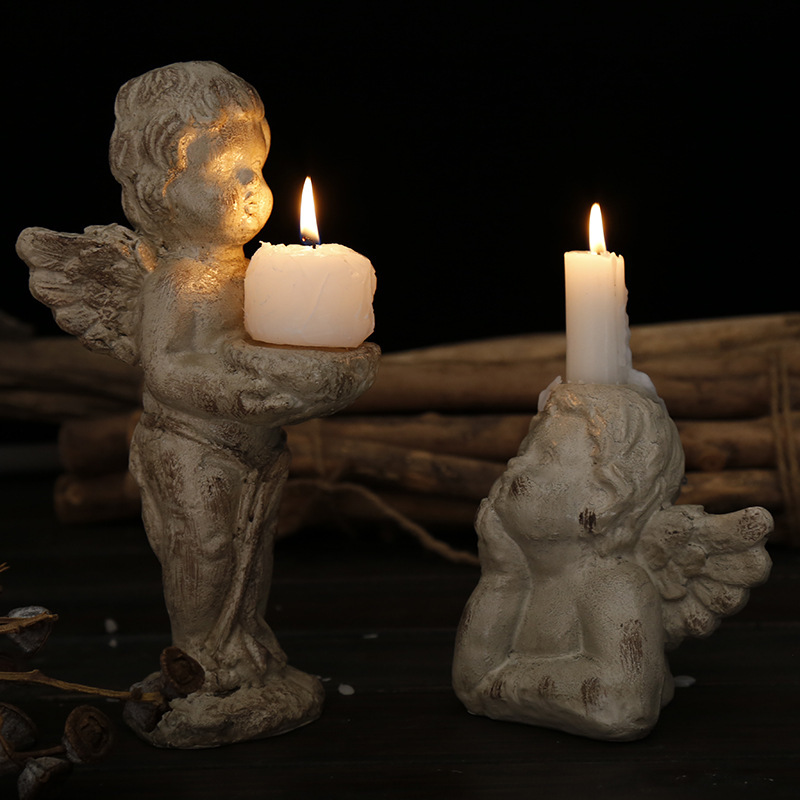 Nordic retro Cupid angel candlestick decorative ornament grocery…