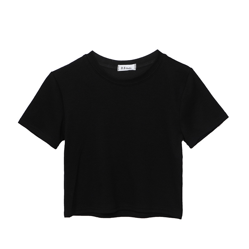 Camiseta corta de 9 colores para mujer, de manga corta y color liso, estilo nuevo verano 2026, top blanco ajustado, capa base de moda.