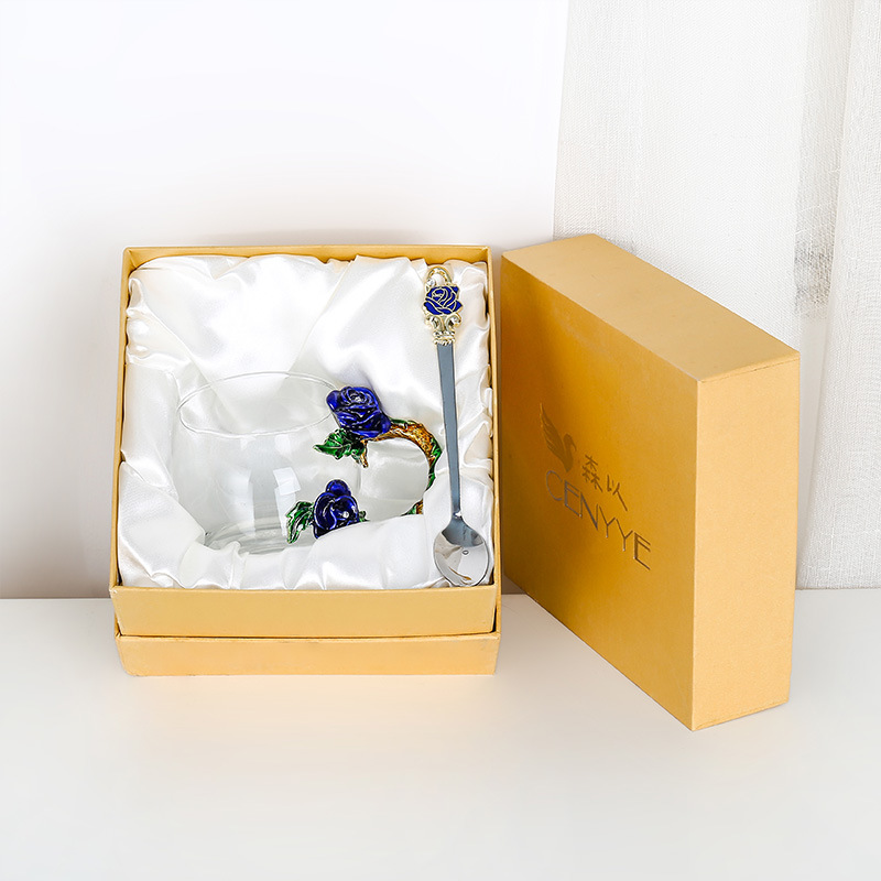 Rose esmalte taza de vidrio hogar resistente a altas temperaturas taza de separación de té de oficina juego de té pareja taza de regalo fábrica