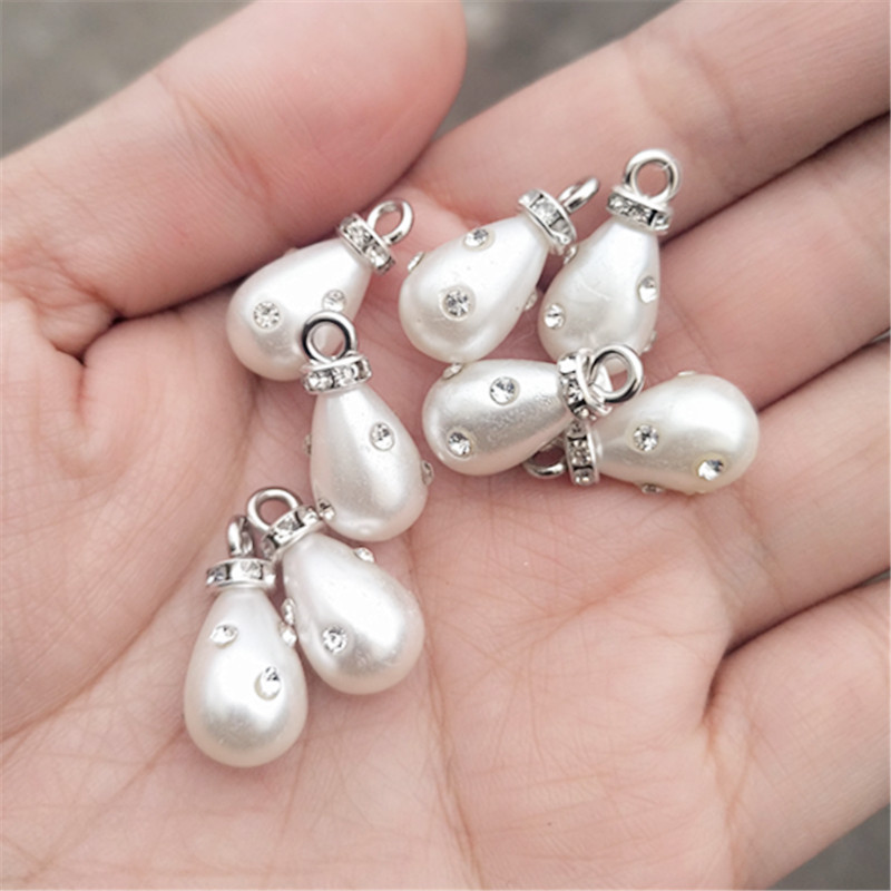 带钻圈镶钻水滴头仿珍珠服饰配件手缝吊坠拉链头挂件饰品DIY发饰