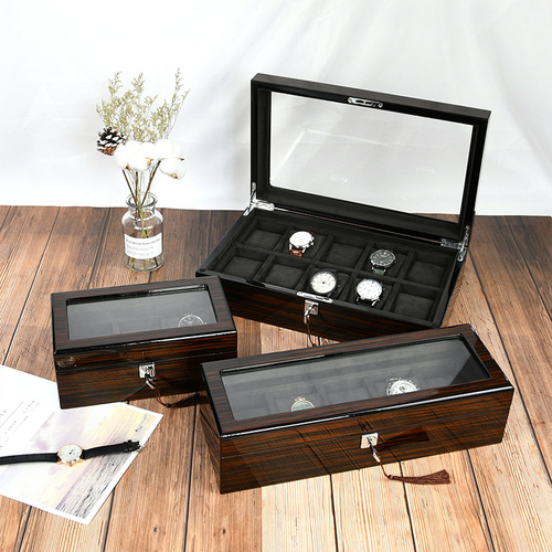 High-end wooden multi-window ebony watch box watch storage box collection box wholesale customized