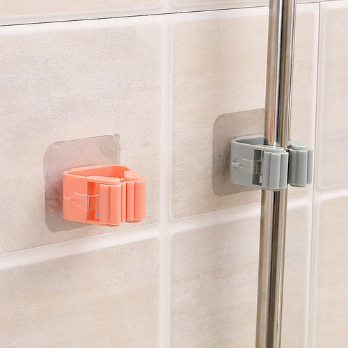 H736 punch-free hanging mop rack bathroom mop hook bathroom sticky hook broom hanger card base mop clip