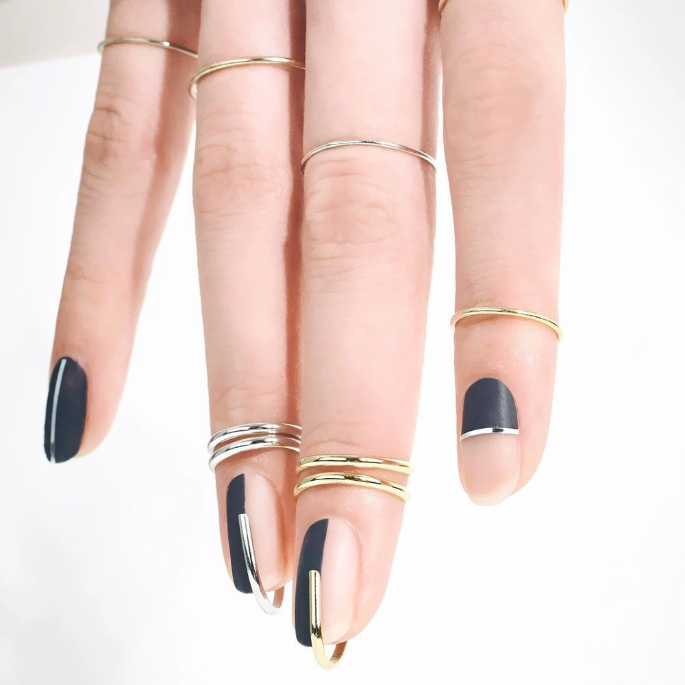 Nail Tip Ring (Kaymen) Adjustable Copper with Micro Zircon Accents, Gold or Platinum Finish