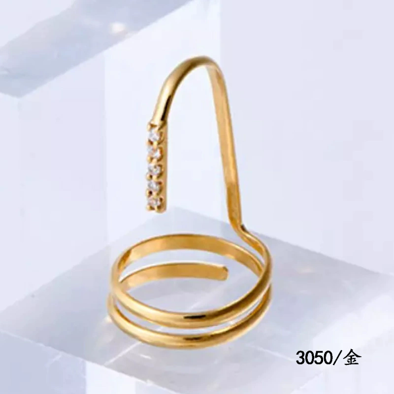 Nail Tip Ring (Kaymen) Adjustable Copper with Micro Zircon Accents, Gold or Platinum Finish