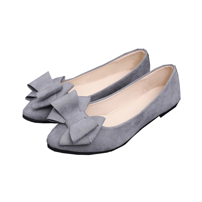 Zapatos casuales de una sola capa para mujer 2023 primavera nuevo arco tacón bajo color sólido punta puntiaguda boca baja zapatos planos mujeres