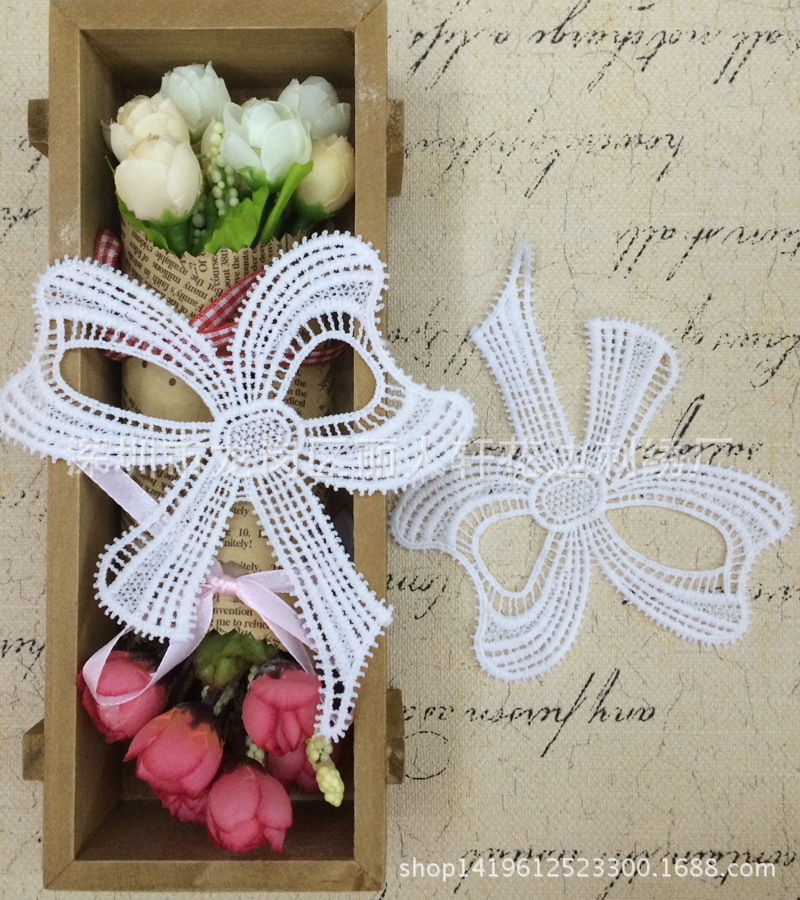 韩版童装打底裤爆款花边辅料水溶牛奶丝刺绣蝴蝶结补丁贴蕾丝花朵