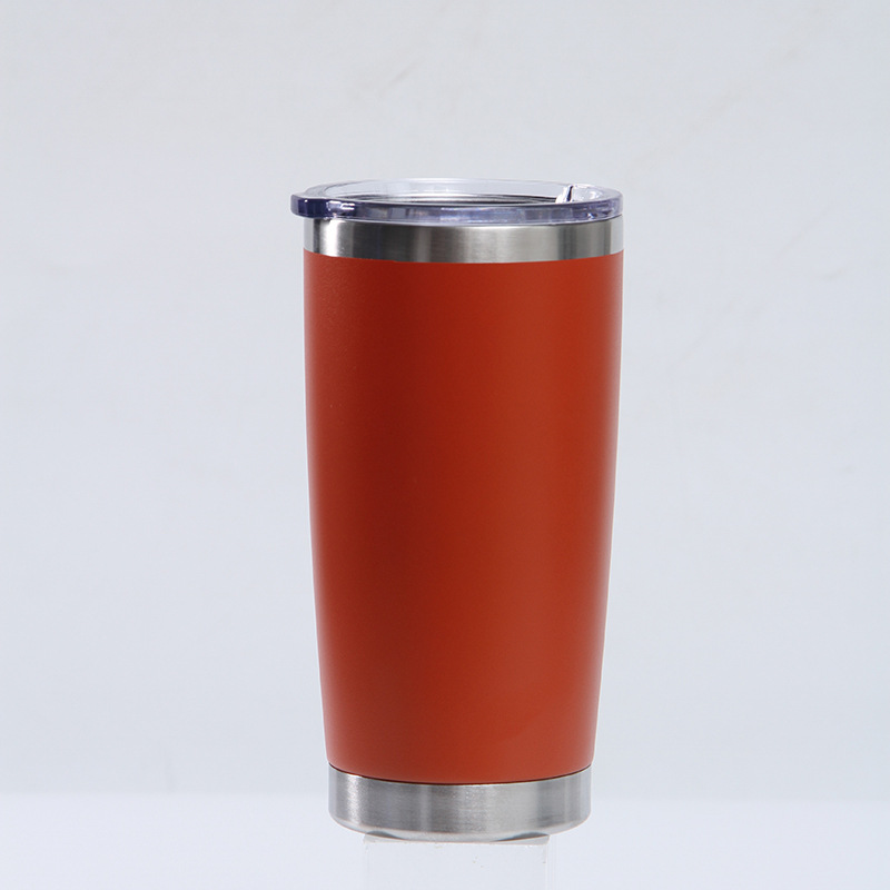 Transfronterizo 20oz taza de coche 304 de acero inoxidable de pulverización de plástico de doble capa de vacío coche helado taza bebida cerveza taza de vacío