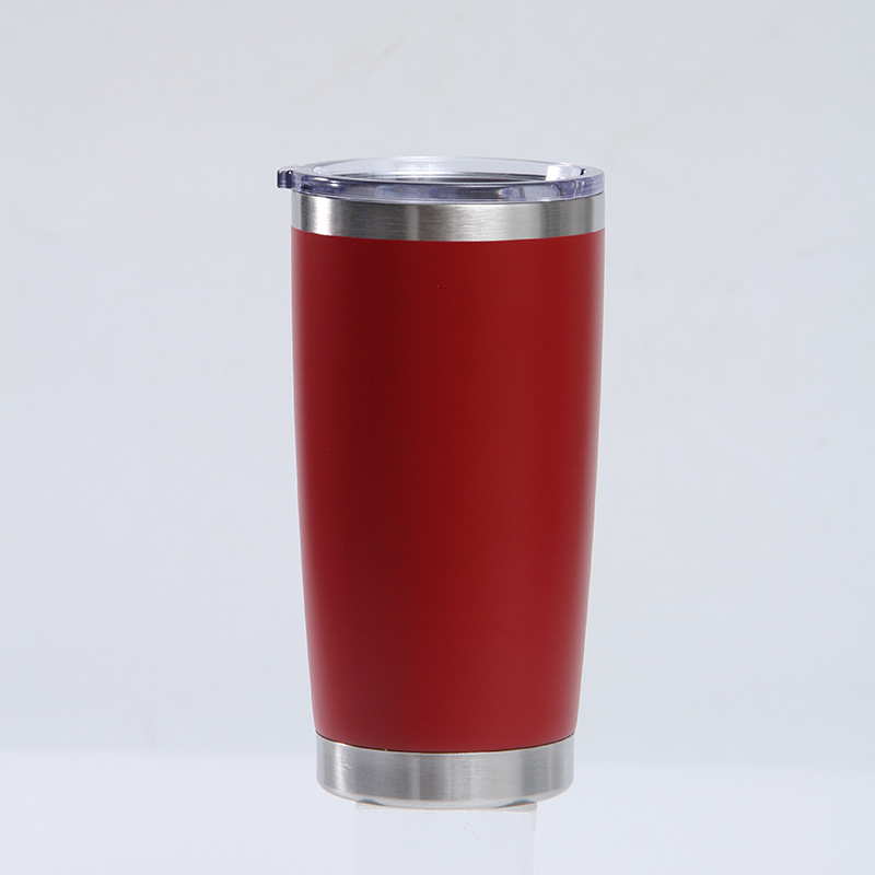 Transfronterizo 20oz taza de coche 304 de acero inoxidable de pulverización de plástico de doble capa de vacío coche helado taza bebida cerveza taza de vacío