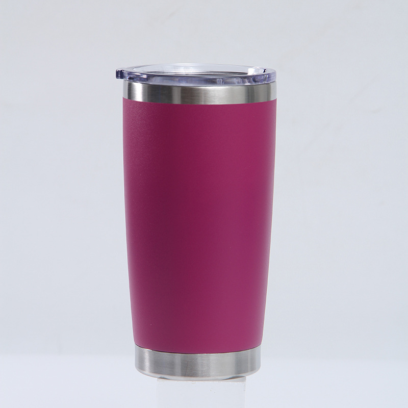 Transfronterizo 20oz taza de coche 304 de acero inoxidable de pulverización de plástico de doble capa de vacío coche helado taza bebida cerveza taza de vacío