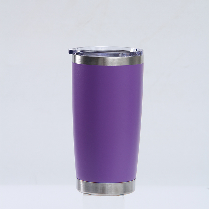 Transfronterizo 20oz taza de coche 304 de acero inoxidable de pulverización de plástico de doble capa de vacío coche helado taza bebida cerveza taza de vacío