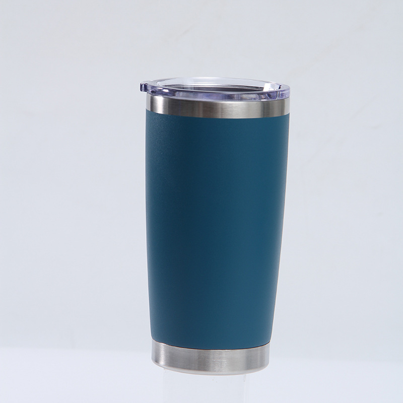 Transfronterizo 20oz taza de coche 304 de acero inoxidable de pulverización de plástico de doble capa de vacío coche helado taza bebida cerveza taza de vacío