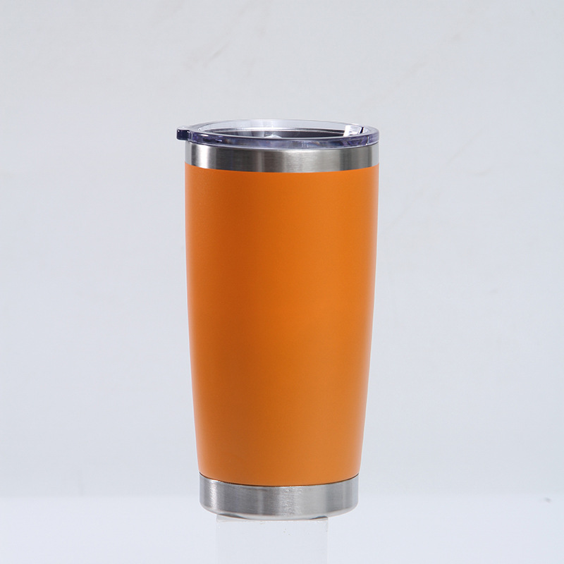 Transfronterizo 20oz taza de coche 304 de acero inoxidable de pulverización de plástico de doble capa de vacío coche helado taza bebida cerveza taza de vacío