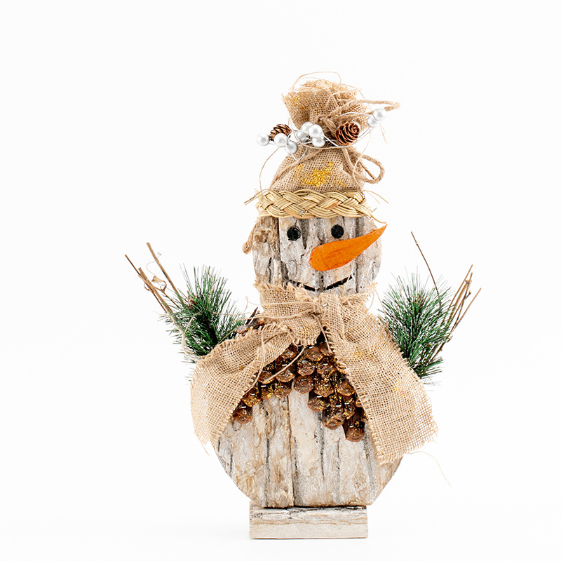 Madera de Navidad muñeco de nieve decoración de ingeniería del centro comercial decoración de ventanas decoración de Navidad adorable decoración hecha a mano