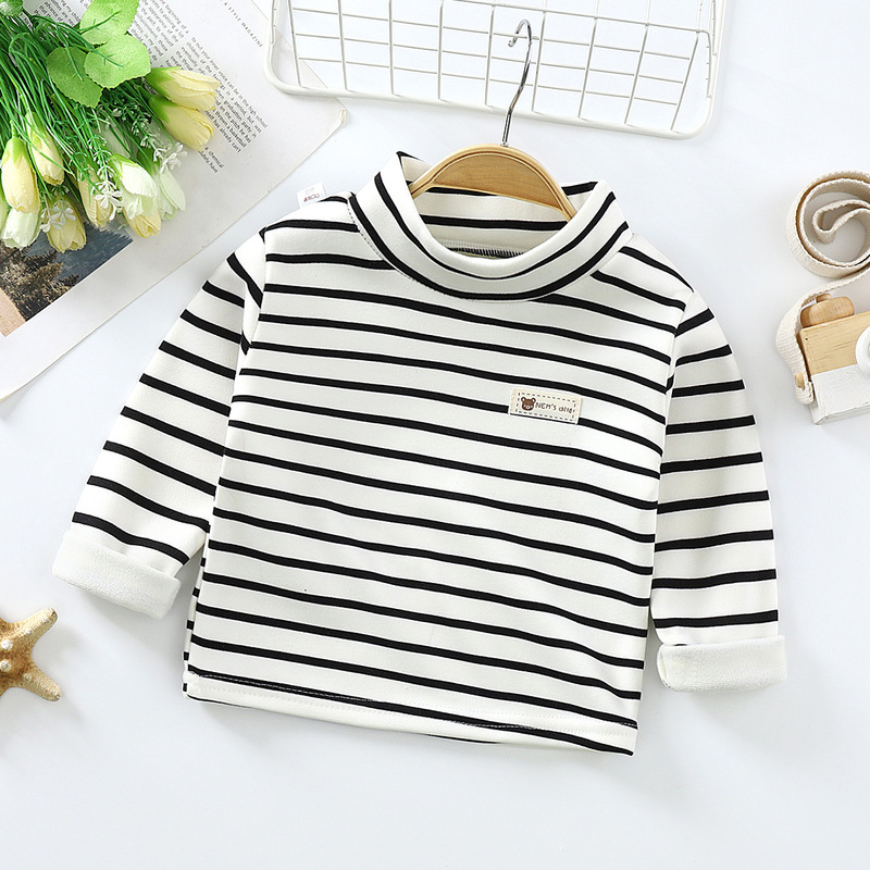 Children's Warm Clothes Single Piece High Collar Fleece Thickened Baby Underwear Autumn and Winter Long Sleeve Base Shirt for Boys and Girls