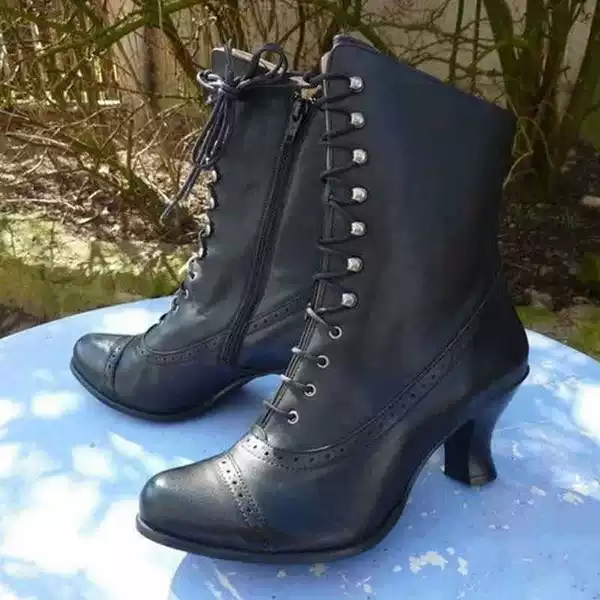 Autumn Lace-Up Martin Boots, High-Heeled Pointed-Toe Shoes, Short Boots, British Style, Stylish Women's Boots, Single Boots, Motorcycle Boots