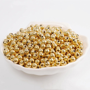 Color protection 14k gold beads and smooth surface solid copper beads bracelet accessories DIY hand necklace beads material small gold beads