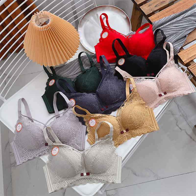 Original Evening Fog Adjustable Collecting Paramelia Gathering Underwear Women's Big Red Bra Non-Rim Bra Skin-Friendly Cotton Breast Beauty