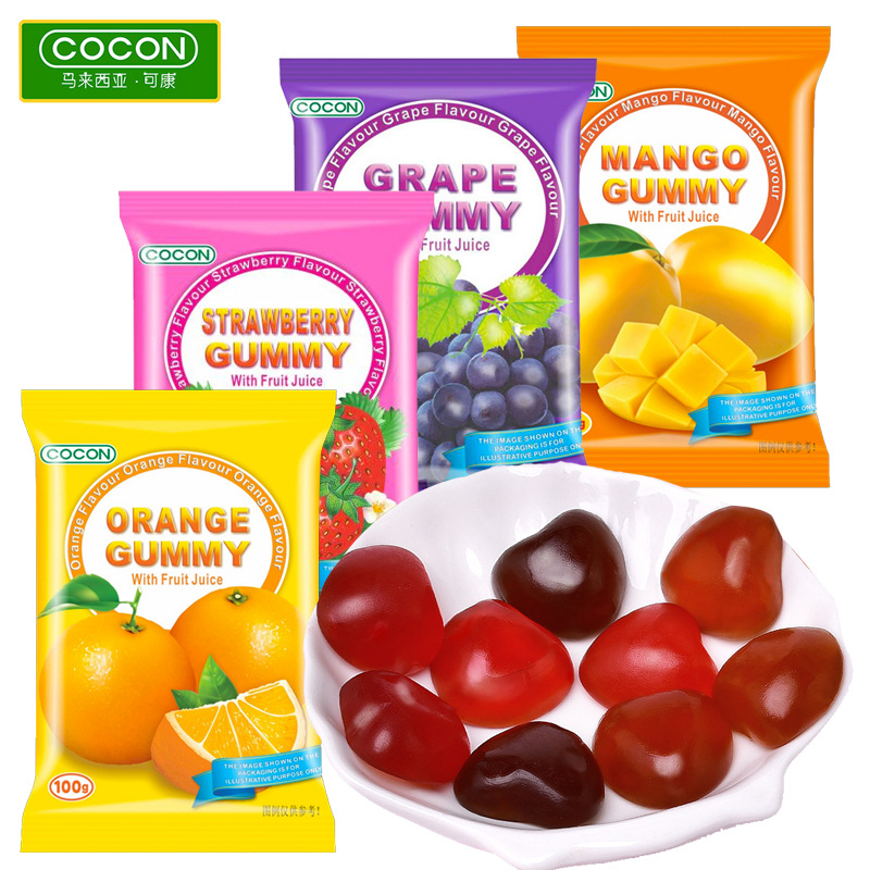 可康儿童糖果 芒果葡萄水果味软糖100g马来西亚进口热销零食批发