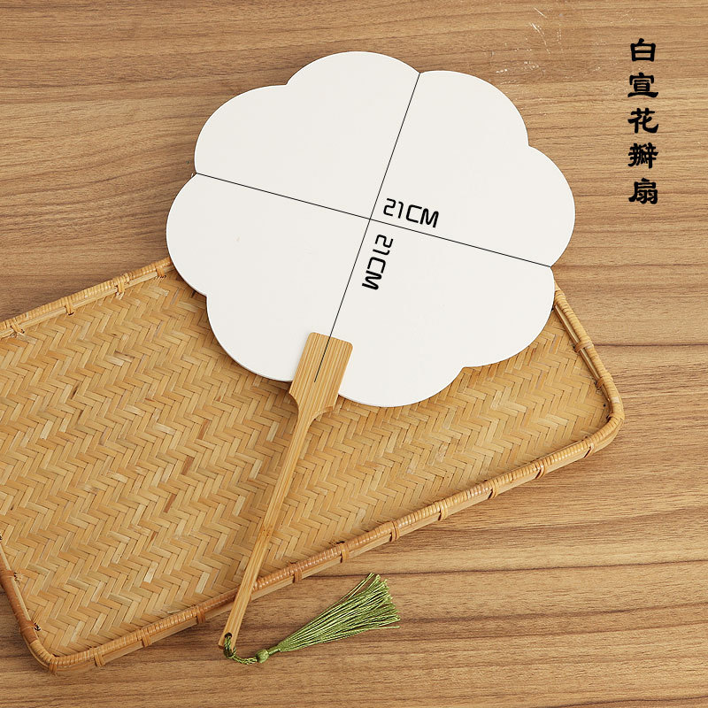 Ventilador de arroz de bambú buena suerte grueso ventilador de arroz ventilador en blanco antiguo ventilador de doble cara di-di - grupo pintado a mano pintura china acuarela