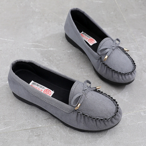 Women's Flat Single Shoes, New Old-Style Beijing Cotton Shoes, Casual Black Work Shoes with Soft, Non-Slip Soles, Mother's Shoes, and DouDou Shoes