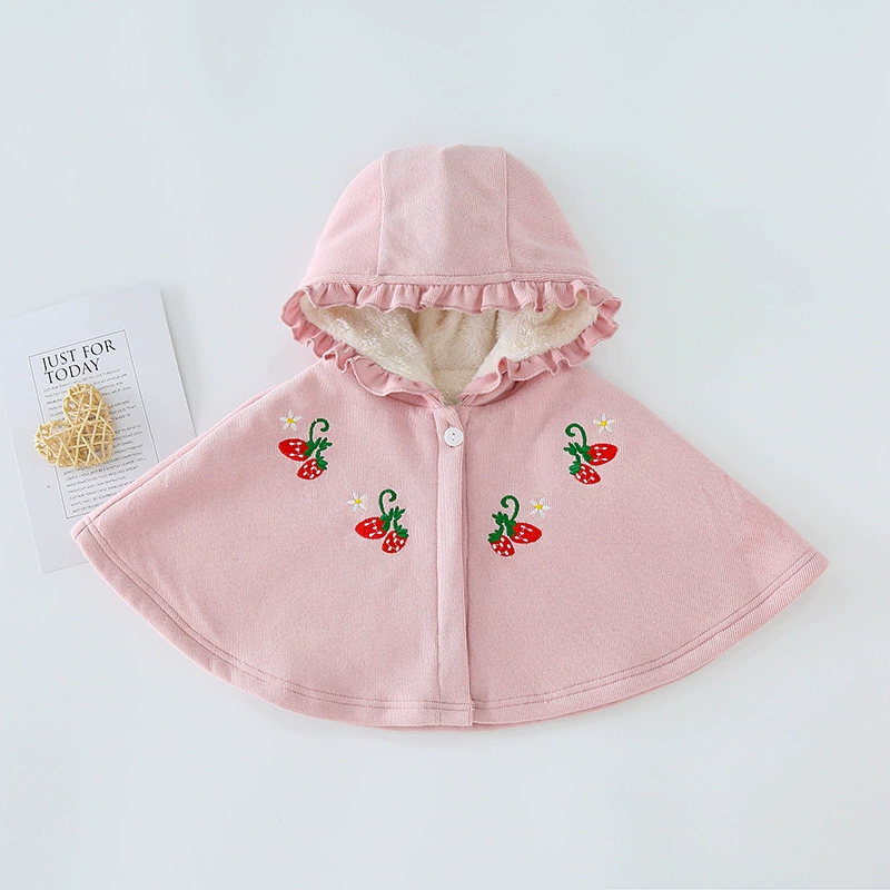 Детский флис клубника, зимнее trench coat, тёплый плащ с подкладкой м области, подкладка с капюшоном