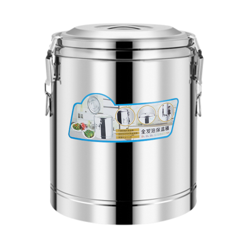 Suministro directo de fábrica cubo aislado de acero inoxidable comercial espesado de doble capa de espuma completa cubo multiusos Cubo de té de leche Cubo de arroz escolar