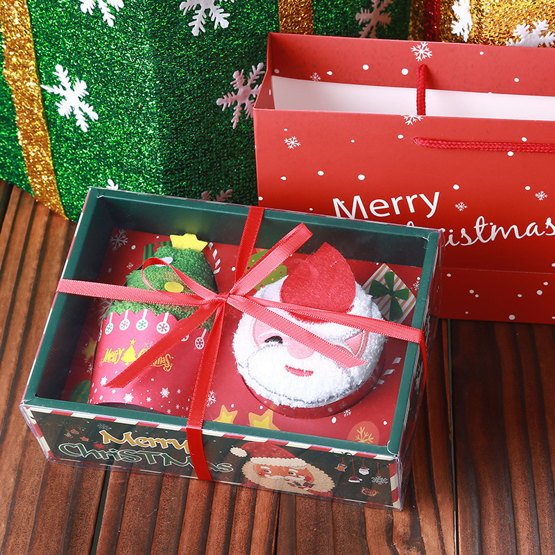 サンタクロースケーキ型タオルギフトボックス入りクリスマスツリー雪だるまクリエイティブクリスマスギフトタオル外国貿易カスタマイズ|undefined