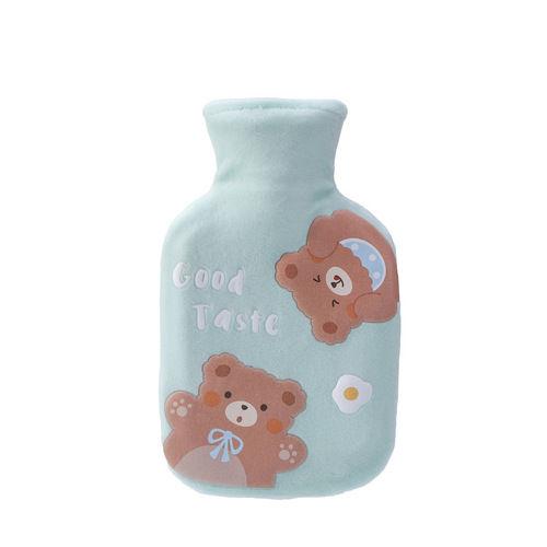 Cartoon plush hot water bottle explosion-proof water injection student hot water bottle cute bear silicone baby warmer manufacturer wholesale