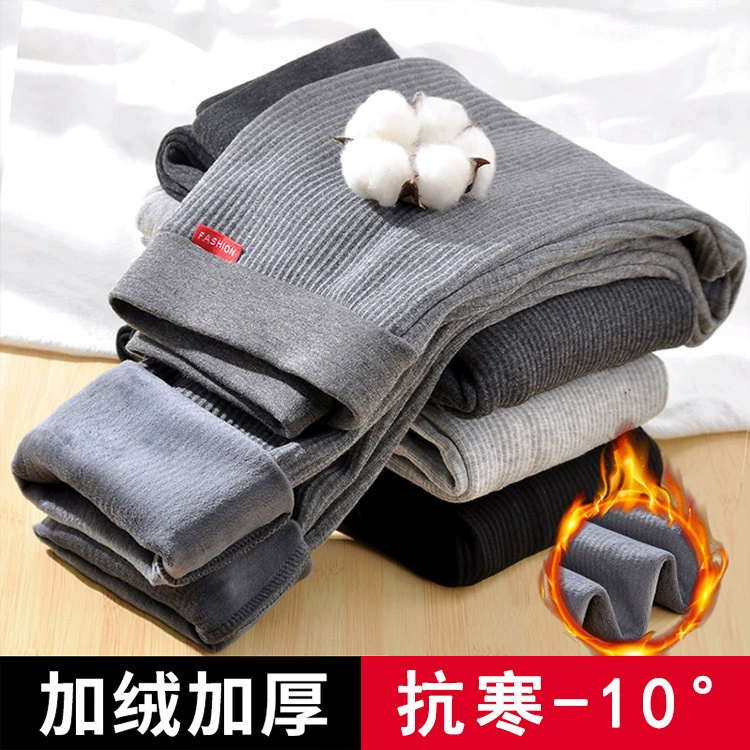 Осенне-зима Новые утолщенные Леггинсы с вертикальной полосой, женская уличная одежда, тонкие термо флисовой подкладке Прямая поставка с фабрики