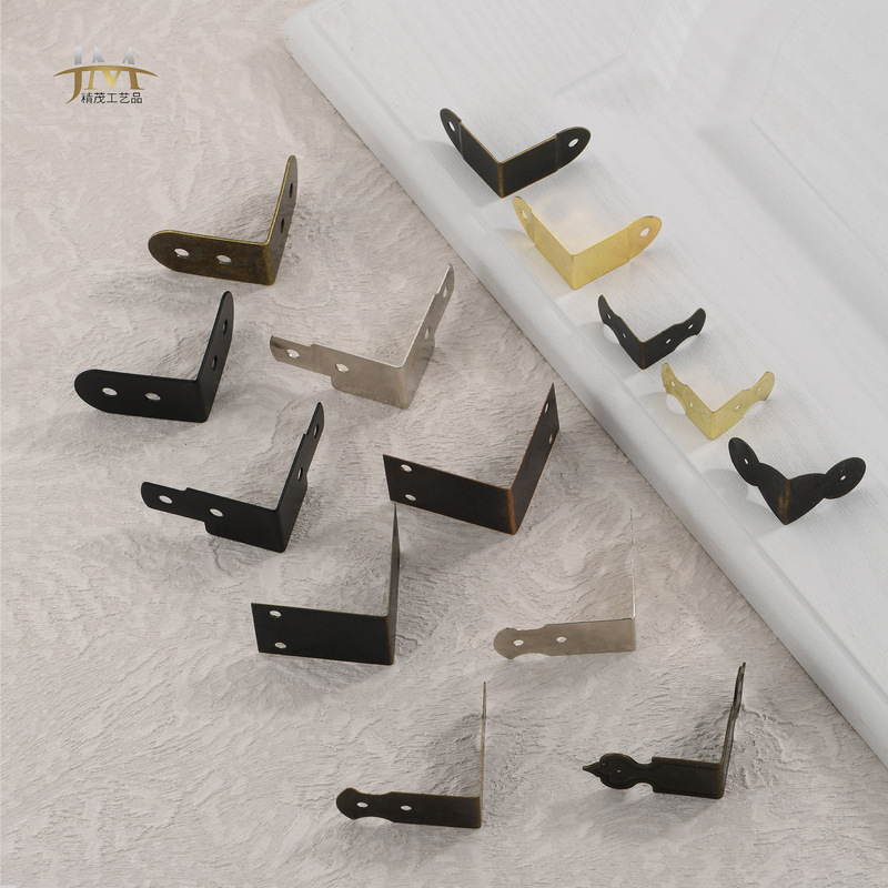 Jingmao antique iron material black 90 degree right angle iron bracket fixing piece layer plate bracket hardware connecting piece