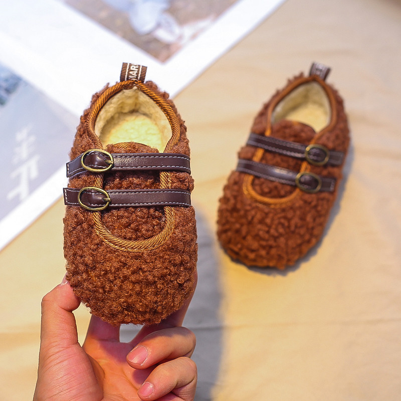 Zapatos de Invierno 2024 para Niñas, Zapatos Cálidos de Lana para Niñas, Mocasines de Lana de Cordero para Bebés, Algodón Grueso para Mayor Calidez