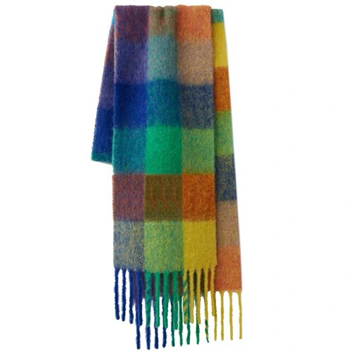 Rainbow Scarf Women's Autumn and Winter Imitation Cashmere Ins Plaid Versatile AC Same Style Shawl Dual-Purpose Thick Warm Scarf Trendy