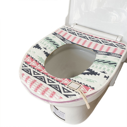 Brie Time Pure Cotton Gauze Toilet Seat Gasket Four Seasons Waterproof Zipper Soft Seat Toilet Cover