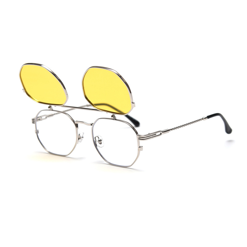 S31610 Metal Retro Flip Polarized Sunglasses Trendy Men's and Women's Short-sighted Glasses Frame Fashion Photo Glasses