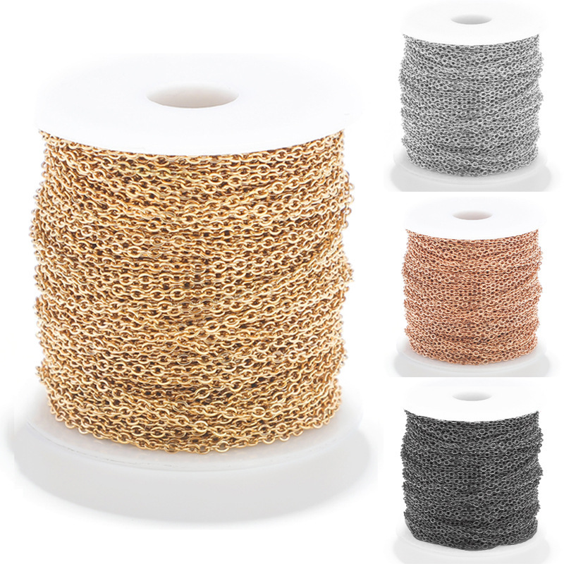 A large number of spot color retaining stainless steel hammer cross chain flattened o chain diy necklace bracelet chain jewelry accessories