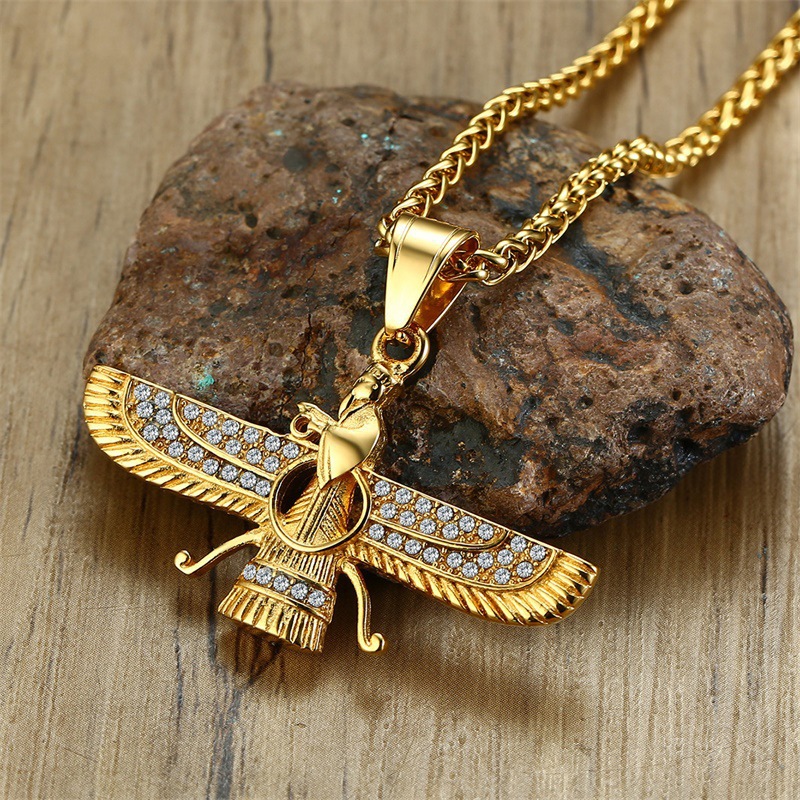 Men's pendant titanium steel rhinestone Soloasist symbol Farava…