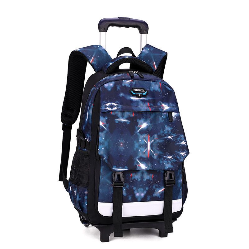 Pescado natural estudiante de secundaria cielo estrellado trolley mochila niño subiendo escaleras 4-6 grado Escuela Primaria estudiante reducción de carga mochila ligera