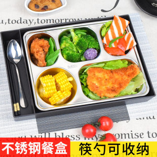 Spot wholesale Kangfei 5 4 stainless steel deep square lunch box wood grain with chopsticks spoon one