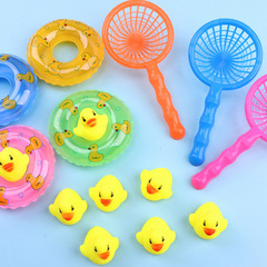 1 pack of 4-piece children's bath swimming pool net bag Duck Baby Toys Water Duck 1 large 3 small ducks wholesale