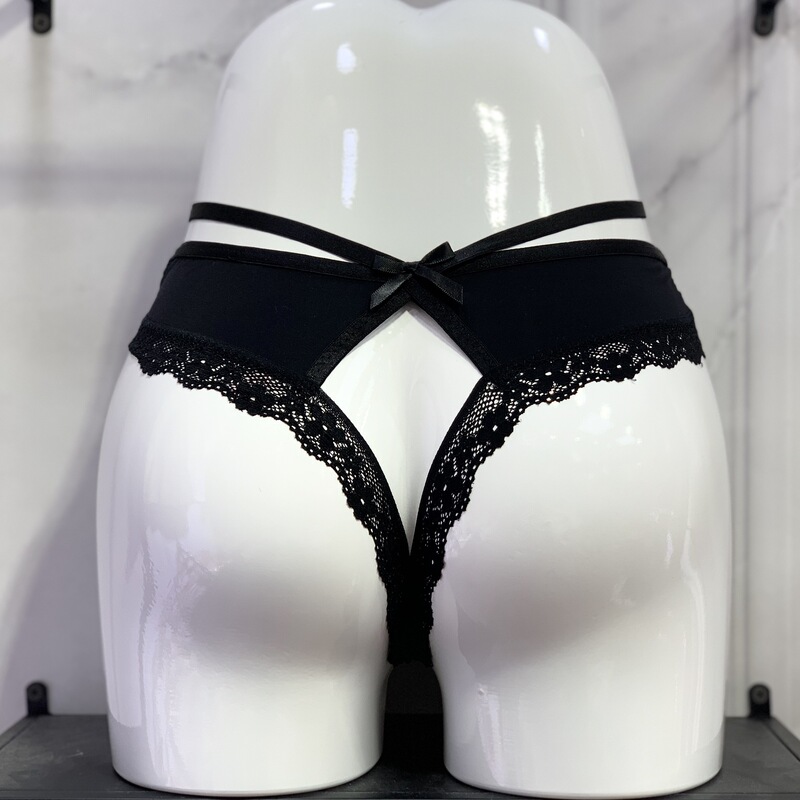 Luo Lisha Sexy Lace Underwear Women's Fashion Low Waist Bow Triangle Women's Hip Lifting Sexy Hollow Underwear