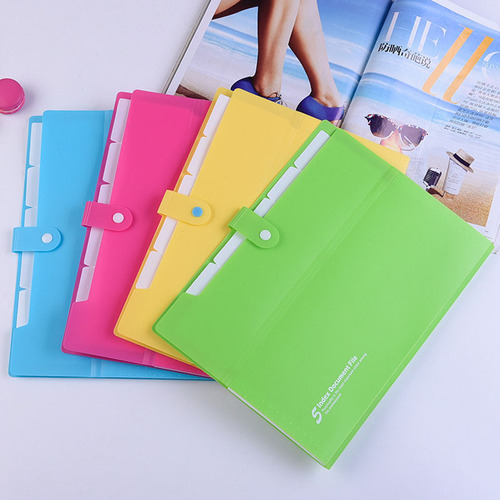 Amazon Color 6-Gate Single Button Organ Bag A4 Information Office Storage Organizing Organ Folder Wholesale