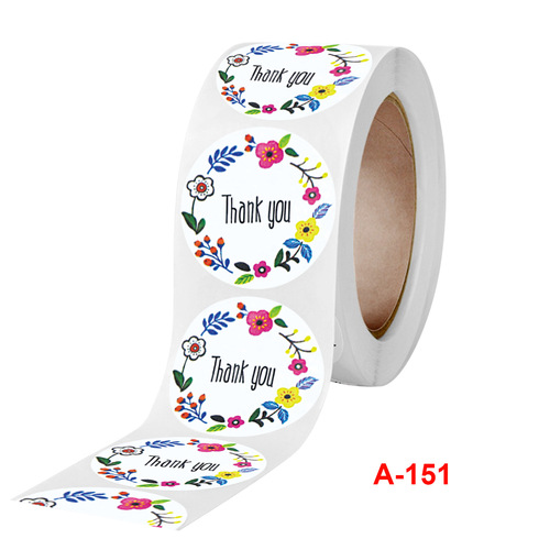 Bulk roll packaging, thank you for the floral craft decorations, sealing envelopes, decorative self-adhesive labels
