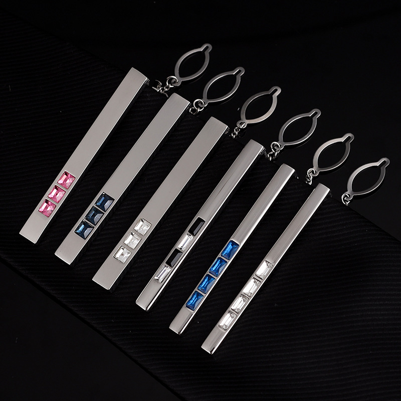 Wholesale spot men's classic all-match light luxury zircon crystal tie clip fashion Black Pink green blue crystal clip